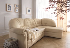 Two Piece Italian Leather Upholstered Sectional Sofa