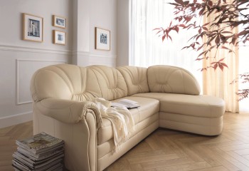 Two Piece Italian Leather Upholstered Sectional Sofa