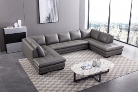 Graceful Curved Sectional Sofa in Leather