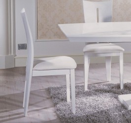 White Leather Contemporary Dining Chair with Stylish Split Back