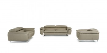 Perfect Italian Full Top Grain Grey Leather Sofa Set