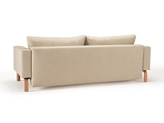 Natural Khaki Fabric Sofa Bed with Durable Oak Legs