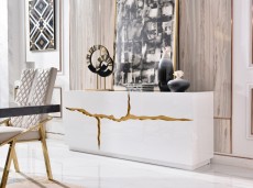 Modern White Buffet with Champagne Golden Accents Modern White Buffet with Champagne Golden Accents