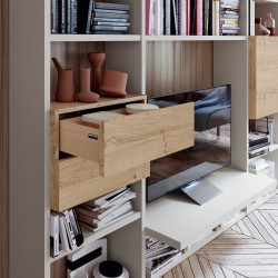 Spacious Natural Wood Wall Unit and Bookcase