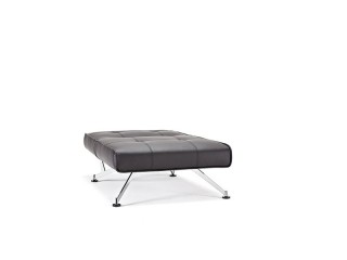 Contemporary Tufted Black Leather Sofa Bed on Chrome Legs