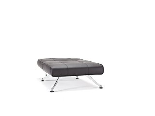 Ultra Contemporary Black Leather Sofa Bed with Chrome Frame