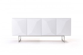 Spacious White High Gloss Buffet with Stainless Steel Legs