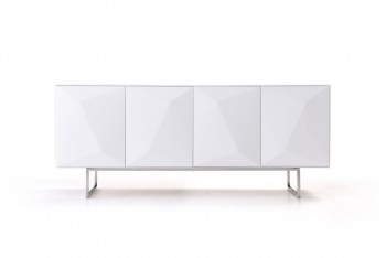 Spacious White High Gloss Buffet with Stainless Steel Legs