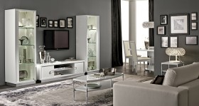 Modern White Gloss Italian Wall Unit with Lights