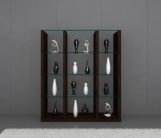 Float Contemporary Wall Unit in Timber Chocolate with Glass Shelves