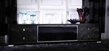 Elegant Black TV Stand with Crocodile Texture