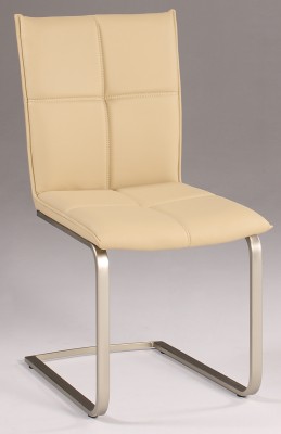 Khaki Upholstered Contemporary Side Chair with Stitched Pattern