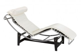 Leatherette Corbusier Chaise with Adjustable Tilt