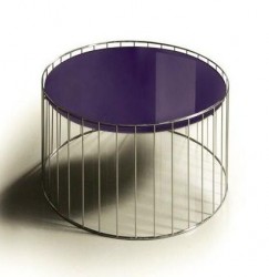 Contemporary Round Shaped End Table with Metal Base