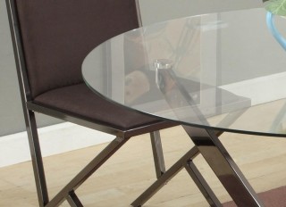 Contemporary Beveled Edge Round Modern Glass Dining Table