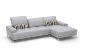 Sleek White Contemporary Sectional Sofa with Side Pouches