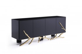 Luxury Black Buffet with Golden Accents