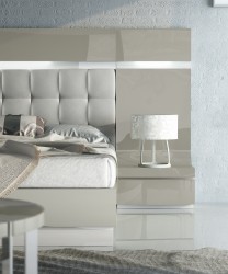 High-class Leather Modern Platform Bed with High Headboard