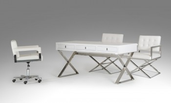 Transitional White Crocodile Office Desk Transitional White Crocodile Office Desk