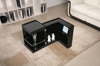 Contemporary Coffee End Table with Mini Storage Bar Inside