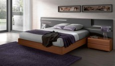 Lacquered Made in Spain Wood High End Platform Bed with Lights Lacquered Made in Spain Wood High End Platform Bed with Lights