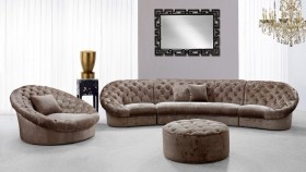 Contemporary Fabric Sectional Sofa Set with Matching Ottoman and Chair