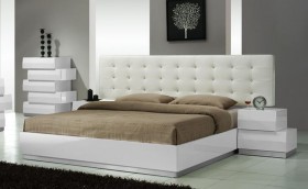 Lacquered Exclusive Leather Luxury Platform Bed
