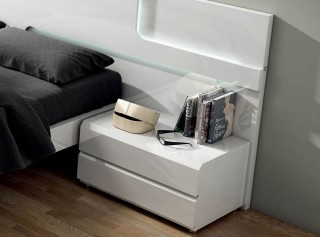 Lacquered Made in Spain Wood Modern Platform Bed with Extra Storage