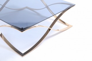 Beautiful Modern Rose gold and Smoked Glass Coffee Table
