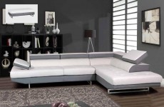 Contemporary Gray and White Sectional Sofa with Matching Ottoman Contemporary Gray and White Sectional Sofa with Matching Ottoman