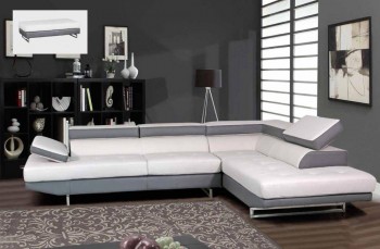 Contemporary Gray and White Sectional Sofa with Matching Ottoman Contemporary Gray and White Sectional Sofa with Matching Ottoman