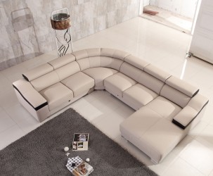 Contemporary Designer All Leather Sectional