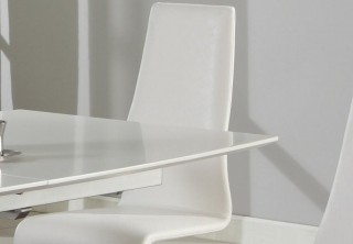 White Extendable Table with Self Storing Extension