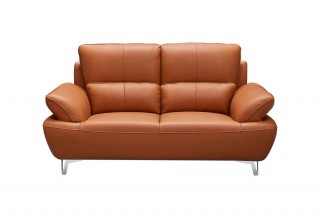 Italian Leather Sofa Set with Steel Legs