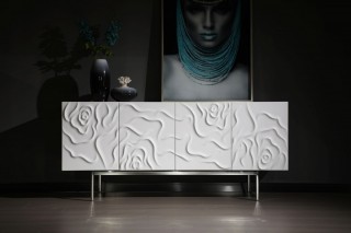 Modern White High Gloss Pattern Buffet