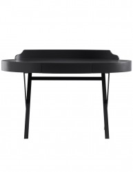 Elegant Grey Lacquer Desk with Metal Legs