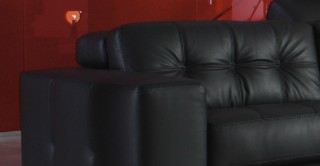 Contemporary Black and White Reclining Sofa Set