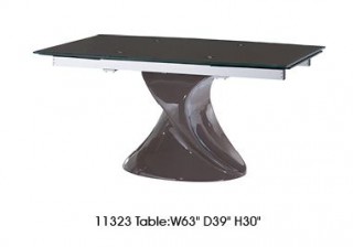Contemporary Grey Extendable Dining Table with Unique Base