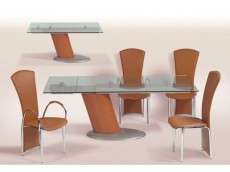 Comet Glass Contemporary Extendable Dining Table with Metal Base Comet Glass Contemporary Extendable Dining Table with Metal Base