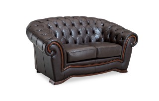 Traditional Brown Italian Leather Living Room Set