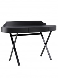 Elegant Grey Lacquer Desk with Metal Legs