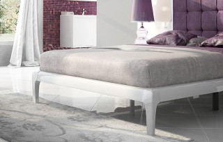 Lacquered Elegant Wood High End Platform Bed with Lights