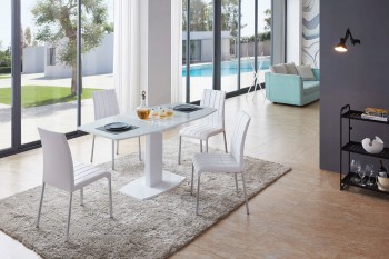 Exclusive Leather and Glass Top Leather Designer Table and Chairs Set