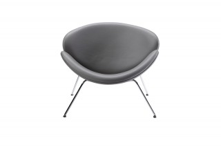 Contemporary Grey Leatherette Stainless Steel Legs Chair