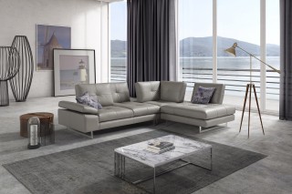 Advanced Adjustable Tufted Leather Sectional with Chaise