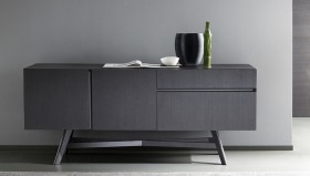 Contemporary Dark Oak Dining Buffet on Chrome Legs