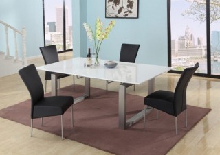 Elite Rectangular Metal with Glass Top Dining Set Furniture