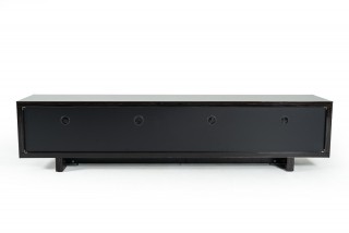 Elegant Ebony TV Stand with Rosegold Stainless Steel Edge