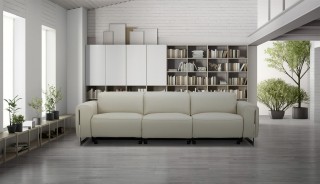 Contemporary Leather Sofa Set on Chrome Frame