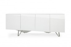 Modern White Buffet with Silver Legs Modern White Buffet with Silver Legs